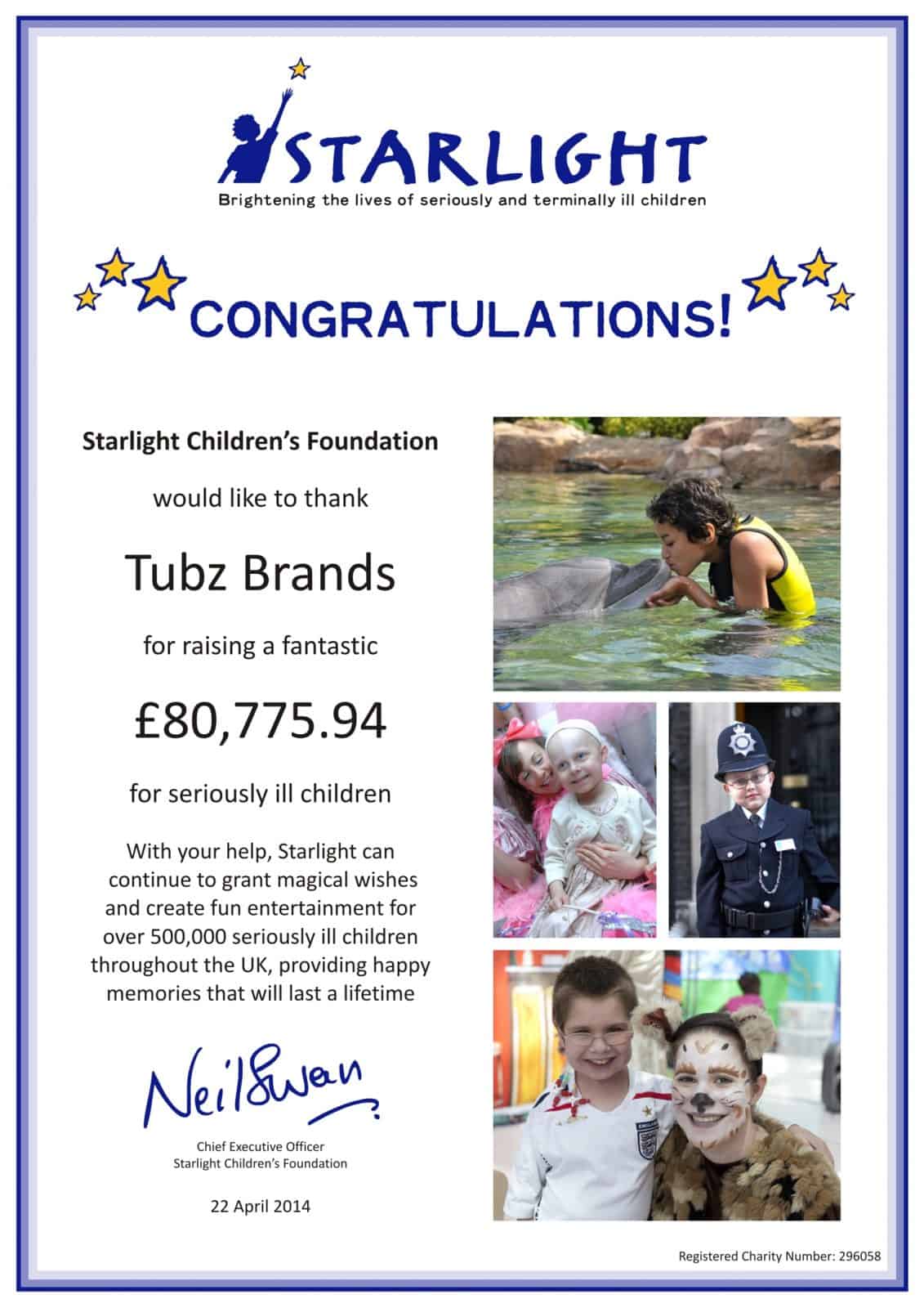 Tubz continue their charitable donations into 2014