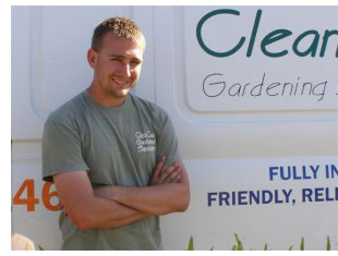 Clean Cut Gardening franchisee Simon Jago at van