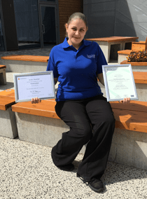 Caremark franchisee Gemma Cheesewright holding certificates
