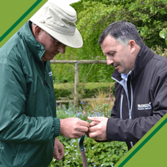 Two men in garden