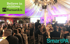 People at tables for Barnardo's anniversary dinner 