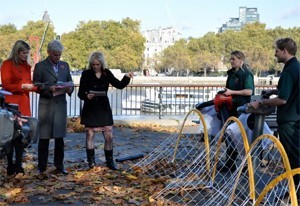 Members of Ed's Garden Maintenance with This Morning presenters Holly Whilloughby and Philip Schofield