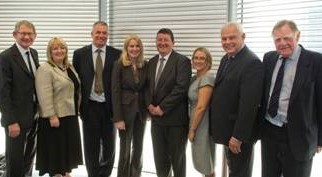 Pictured from Left to Right: Brian Smart,  Director General of the British Franchise Association; Cathryn Hayes, Head of Franchising – HSBC; Andrew Cutler, Sales Director of Card Connection; Vicki Thompson, Card Connection Franchisee; Andy Thompson, Card Connection Franchisee; Hannah Poulton,TLT LLP; Paul Monaghan, Franchise Development Centre and Sir Bernard Ingham, President of the British Franchise Association.