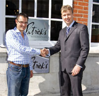 Photo caption. Left to right: Patrick Michael, owner and manager of Patrick’s Restaurant & Bar and Auditel Consultant, Andy Horn