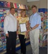 Card Connection Franchisees Jason Hook (left); Vanessa Culliford (centre); Simon Hulme, non-executive director of Card Connection (right)