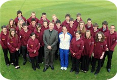 Alex Newman, owner of Recognition Express Coventry and Olympic hockey player, Rachel Walker, with the CAP Bursary Award Winners 