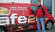 Cafe2U franchisee David Hobbs with his Cafe2U van