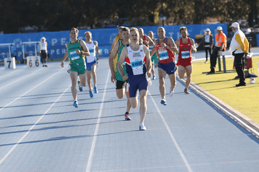 Mike Toal competing at the World Master Athletics Championship in Perth.