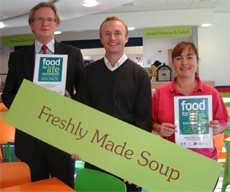Kevin Walsh, Deputy Head St Wilfrid’s School; Andy Simpson, owner of FASTSIGNS Leeds; Babs Askham, Catering Manager, St Wilfrid’s