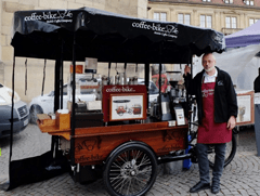 Man and coffee cart